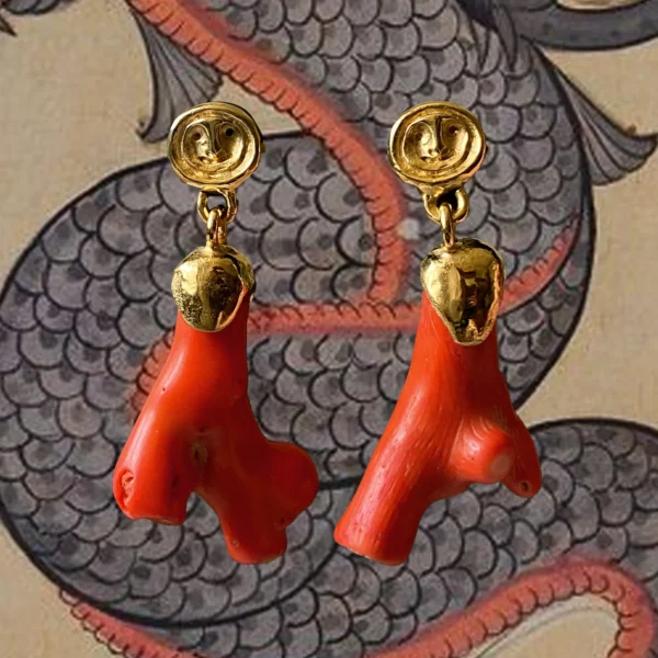 Kolczyki z koralem | Kolczyki MANU CORAL | Kolczyki sztyfty