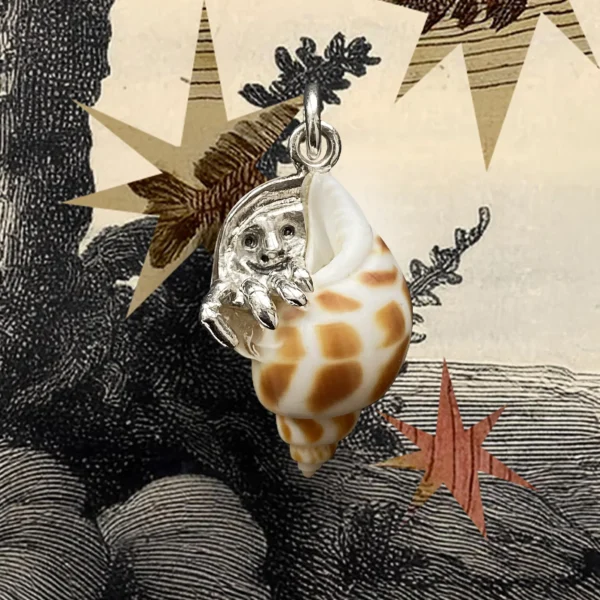 MANU CRAB_zawieszka srebrna krab_zawieszka z prawdziwą muszelką_zawieszka na lato